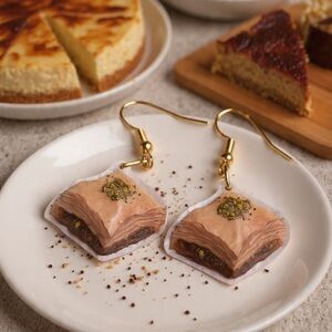 Handmade Baklava Dangle Earrings
